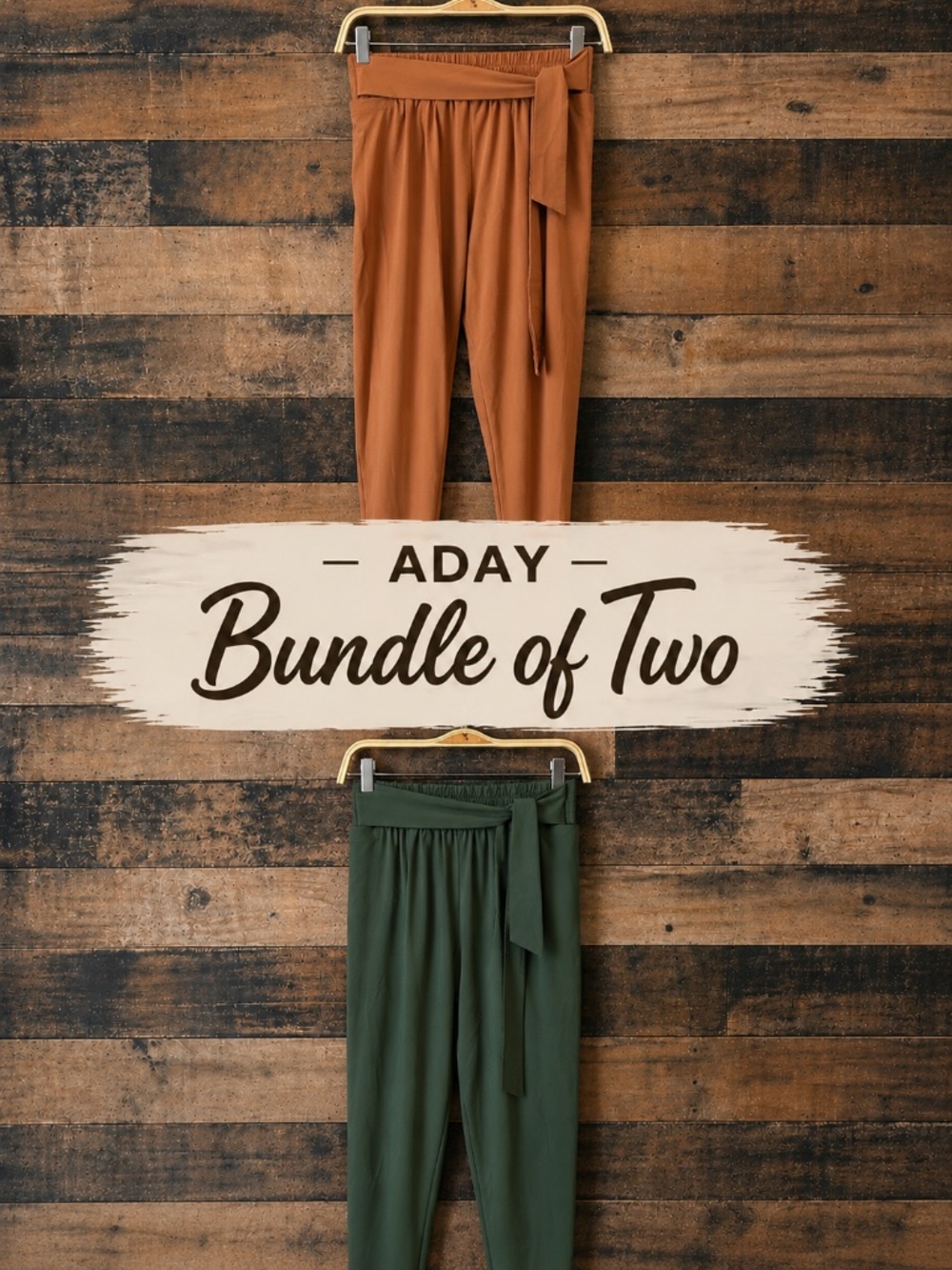 ADAY Easy Days – Lightweight Travel Lounge Pants – 2 PACK - Rust & Olive